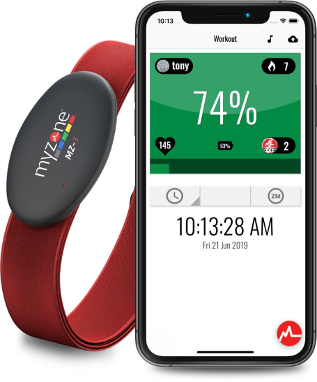 Myzone-App-and-BeltRS Myzone heart rate monitor - fitness goal tracking